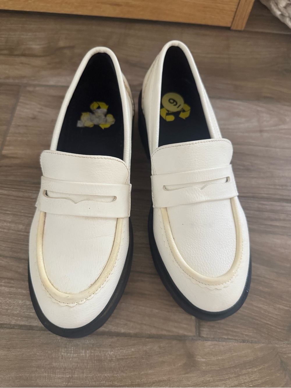 Cream Leather Penny Loafers for Women - Classic Slip-On Flats